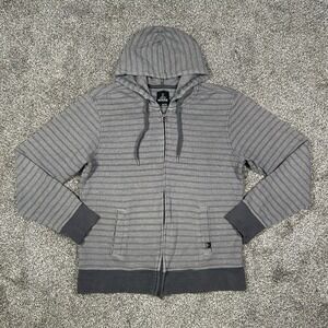 Prana Full Zip Hoodie Jacket Men Large Gray Dark Grey Striped Athleisure Workout